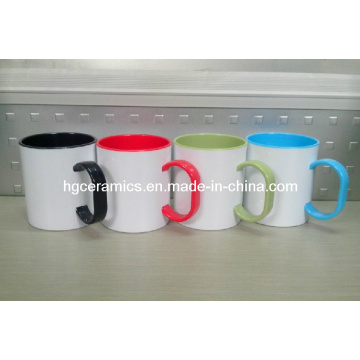 Tasse en plastique revêtue de sublimation de 11 oz, tasse de couleur en plastique revêtue de sublimation